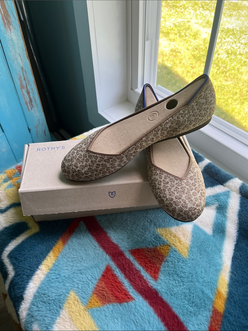 Rothy's Leopard-Print Knit Ballet Flats in Brown and Cream